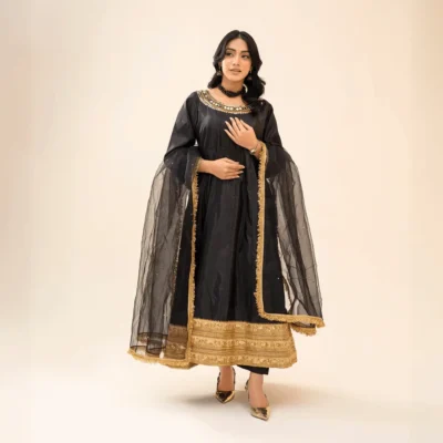 3 Piece - Embroidered Silk Suit