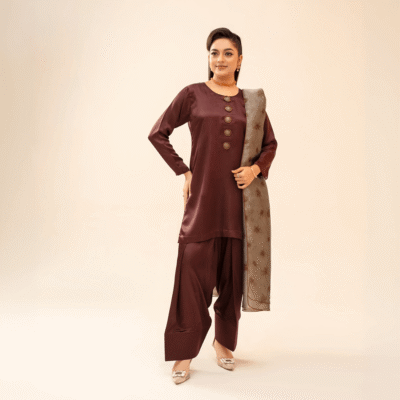 3 Piece - Embroidered Silk Suit