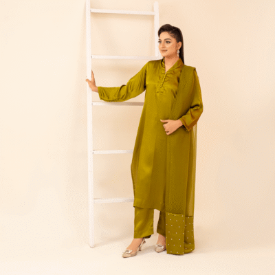 3 Piece - Embroidered Silk Suit