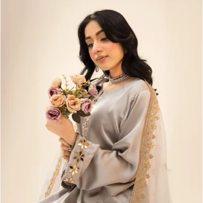 3 Piece - Embroidered Silk Suit